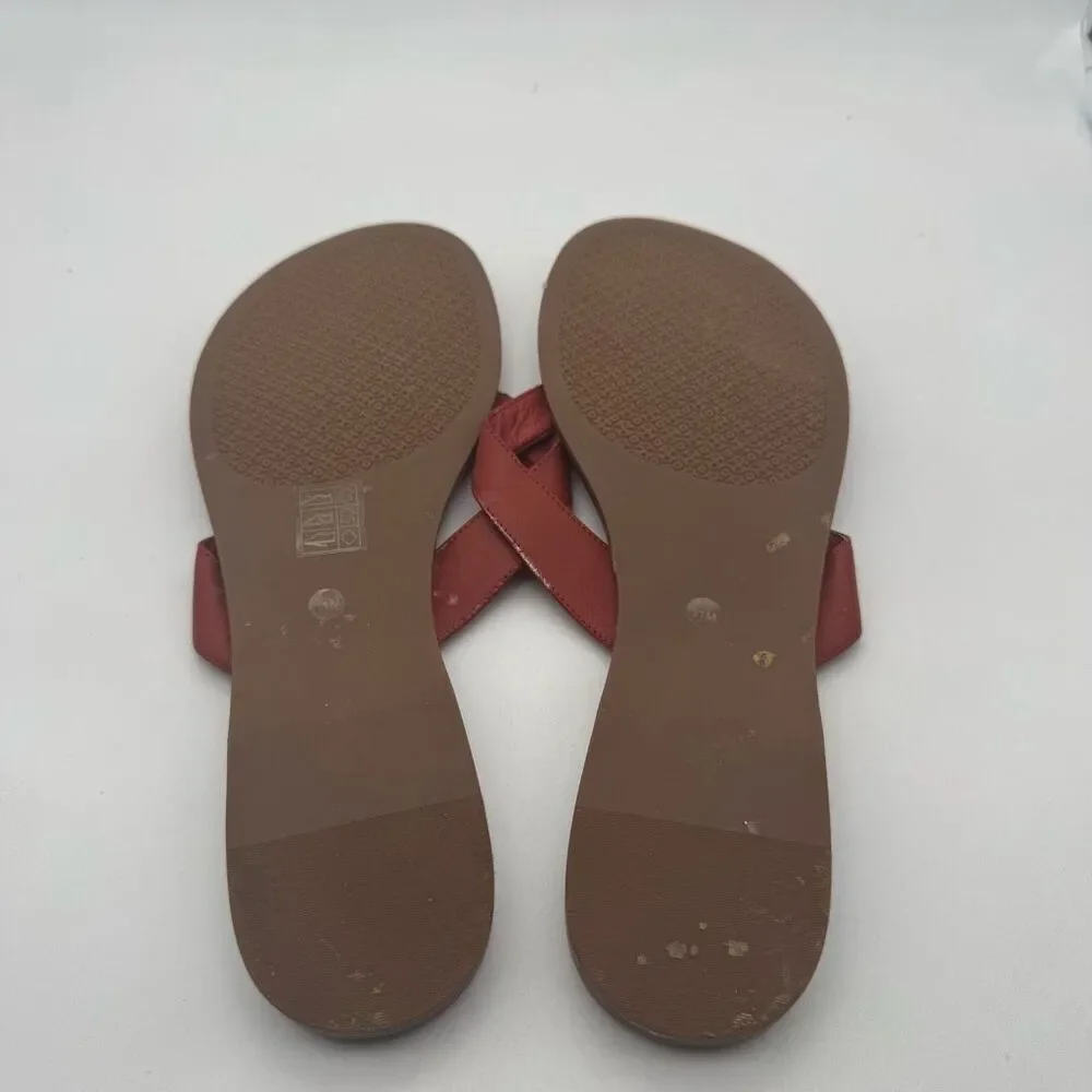 Tory Burch Benton Red‎ Calf Leather Sandals Size 11